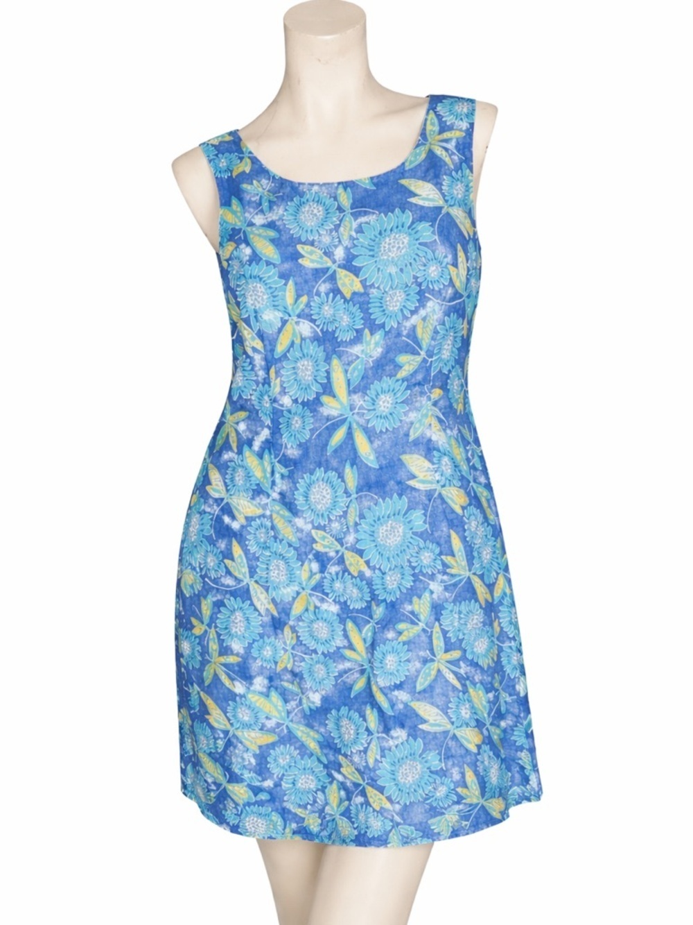 Lilly Pulitzer Blue Floral Linen Blend Sleeveless Shift Dress Size 10 Lined
